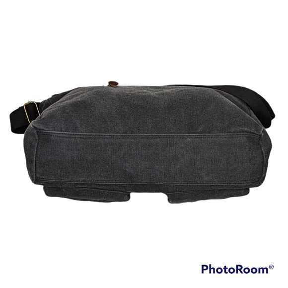 Protege Travel Gear Messenger Bag Canvas Multi Pockets Leather Pulls Gray - Picture 5 of 16